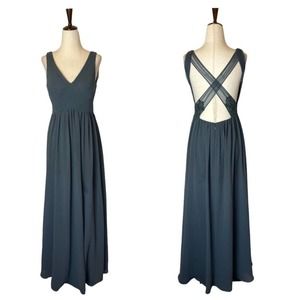 Azazie Gray Chiffon Pinafore Dress